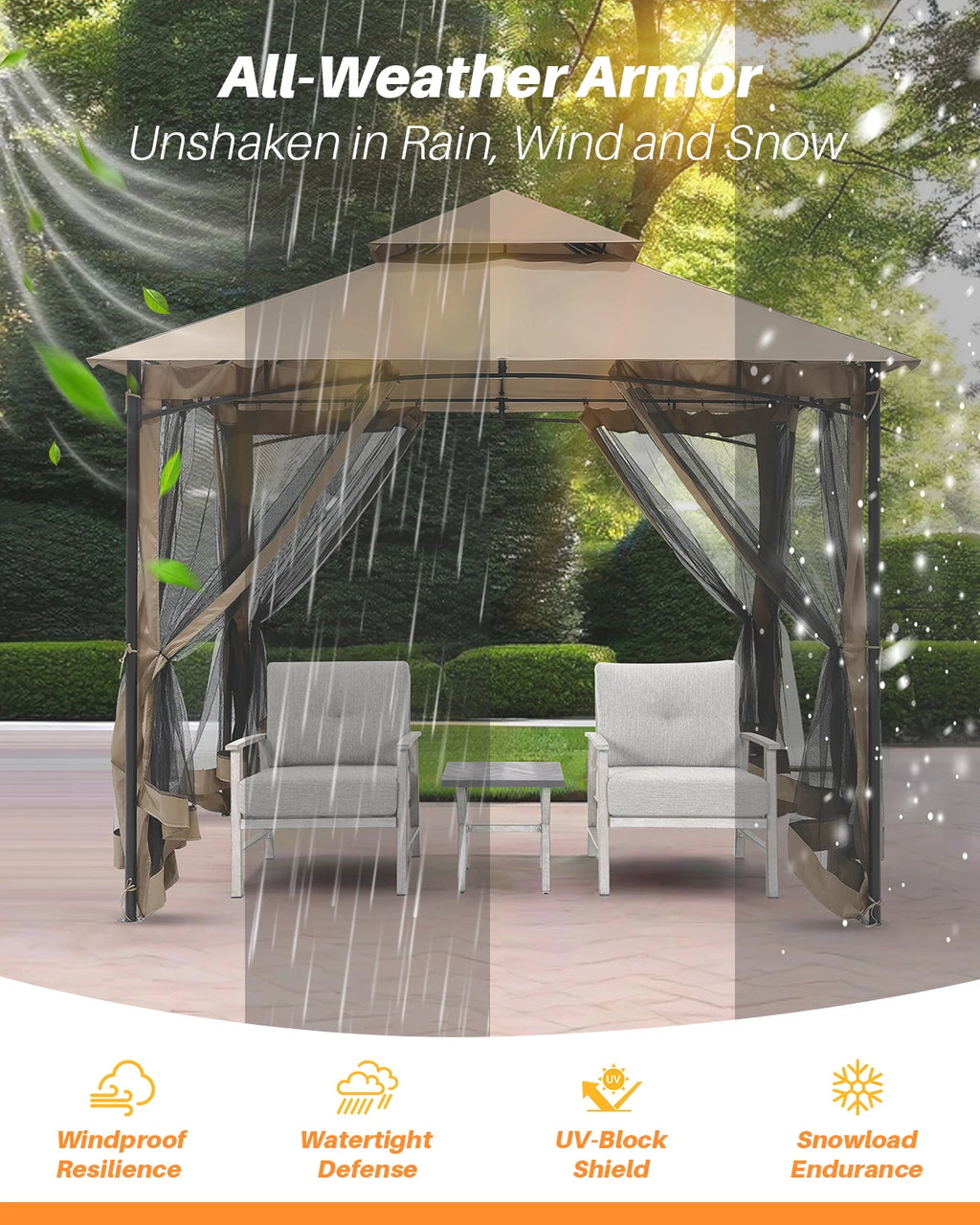 10' x 10' Patio Gazebo with Steel Frame