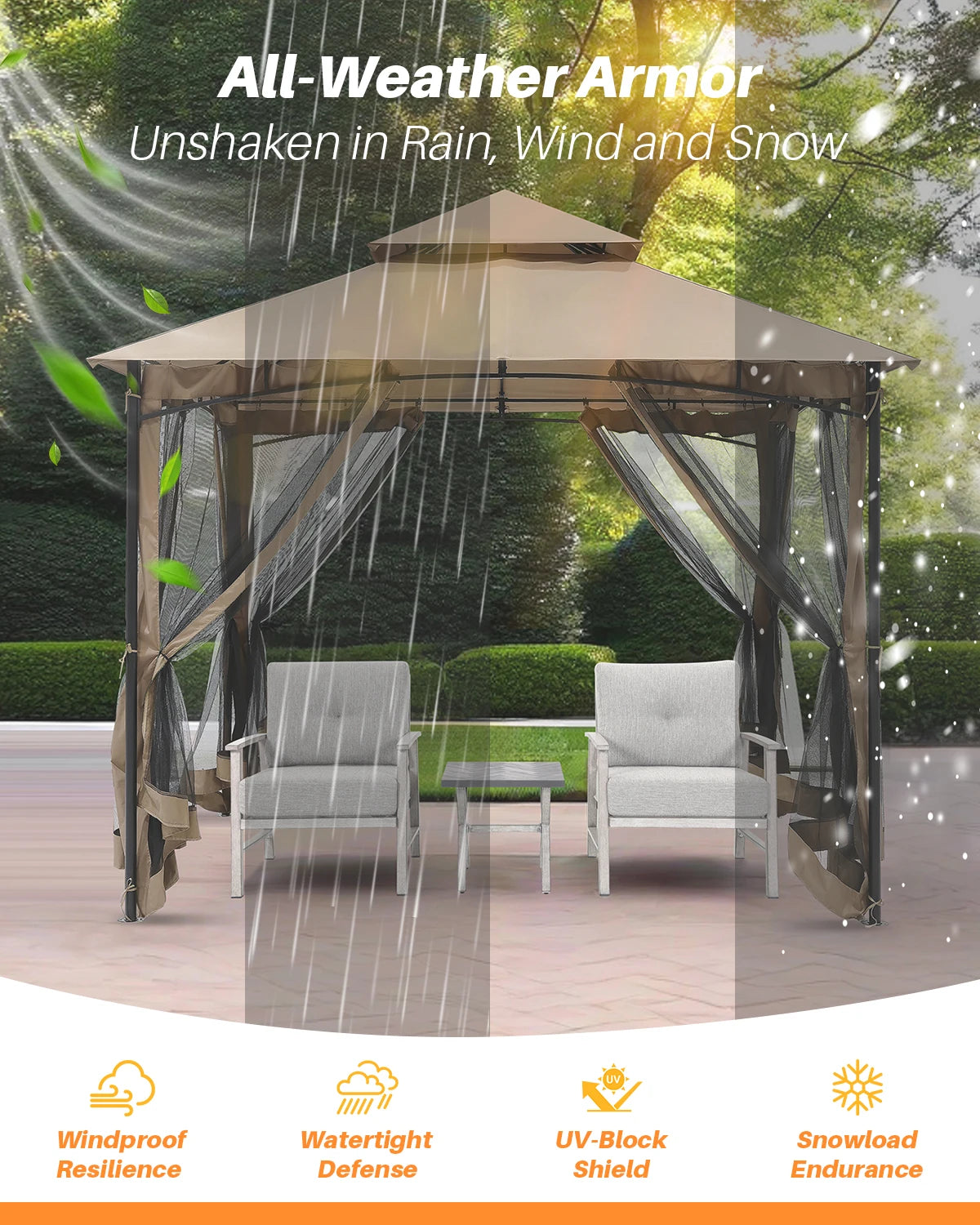 10' x 10' Patio Gazebo with Steel Frame