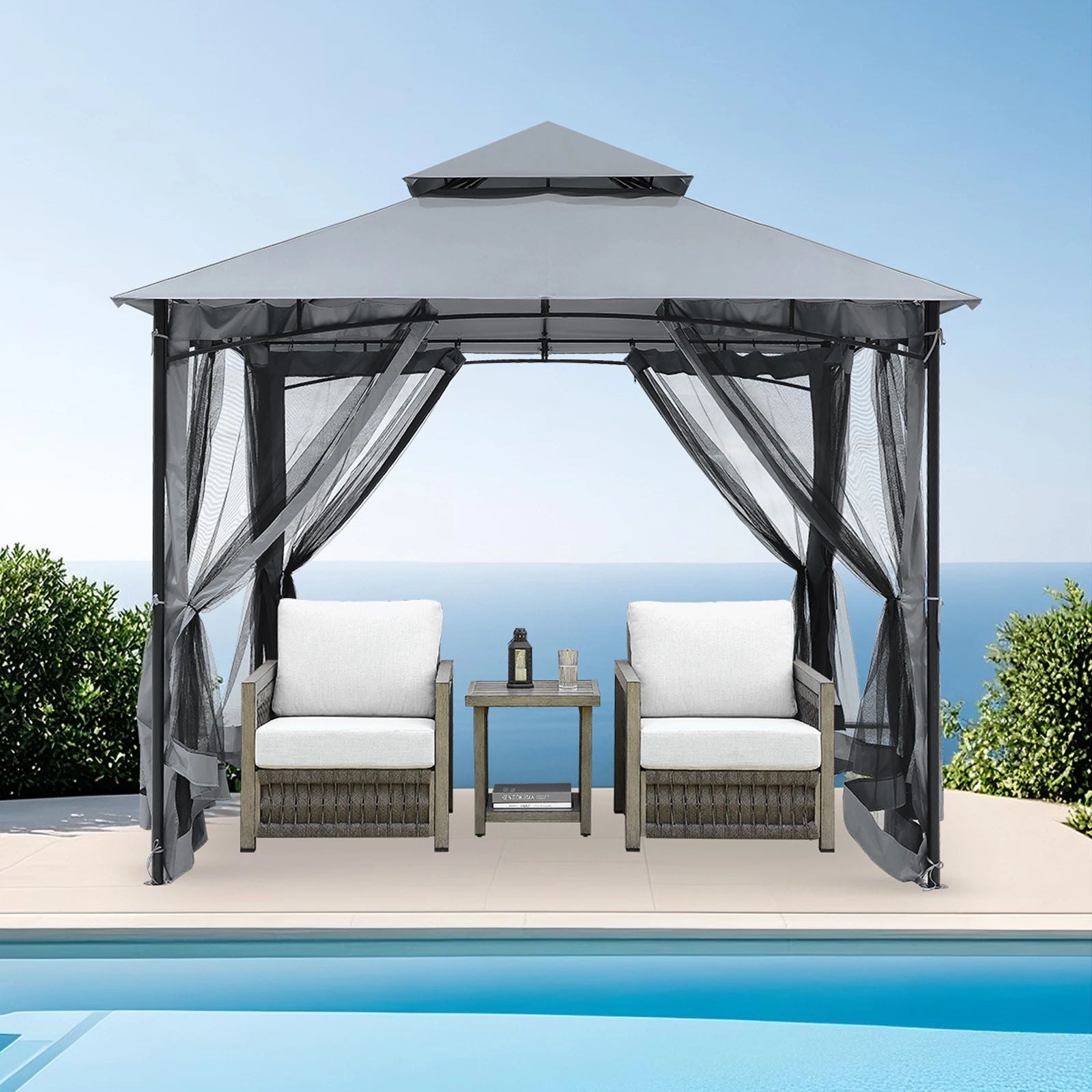 10' x 10' Patio Gazebo with Steel Frame