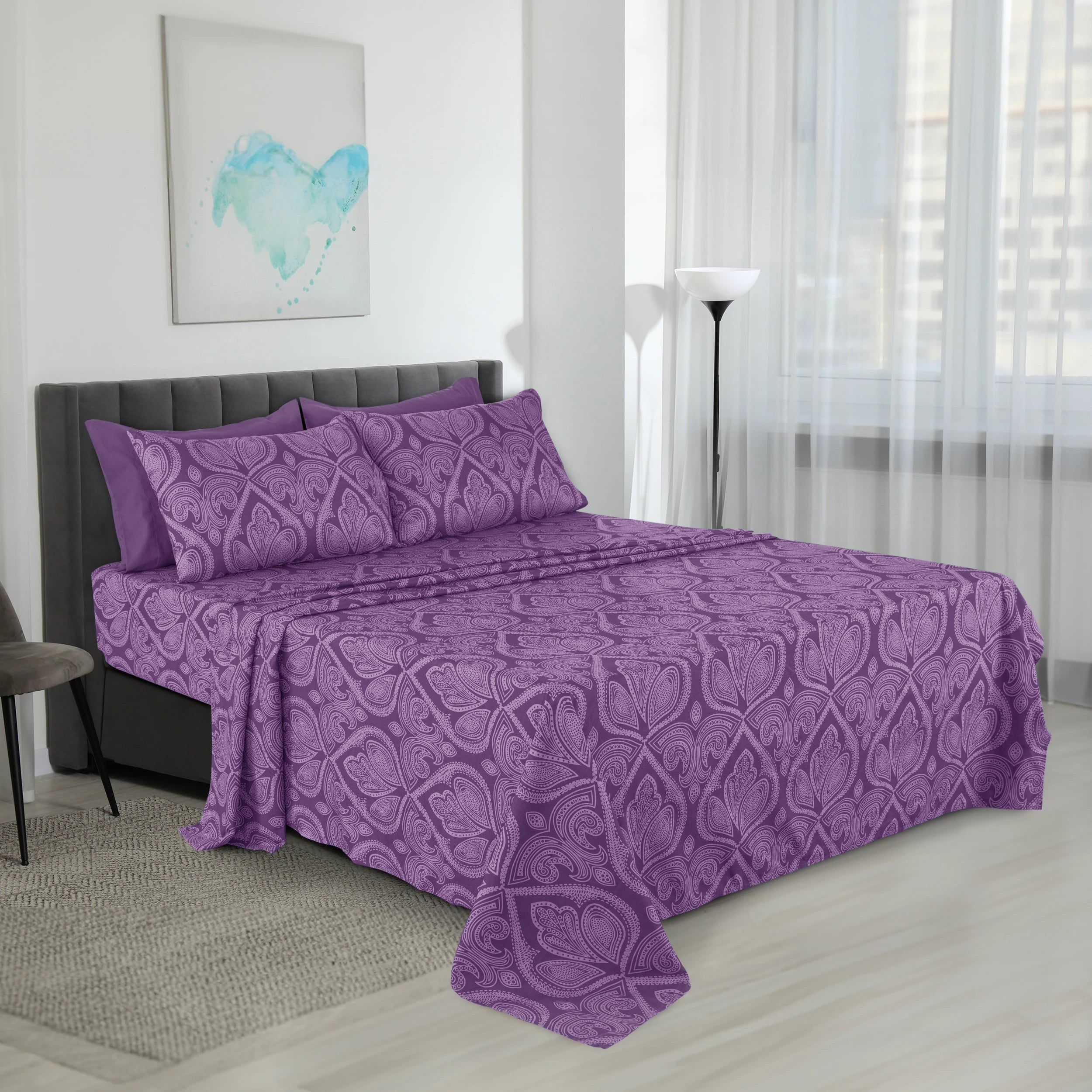 Lux Decor 6Pc Paisley Microfiber Sheet Set