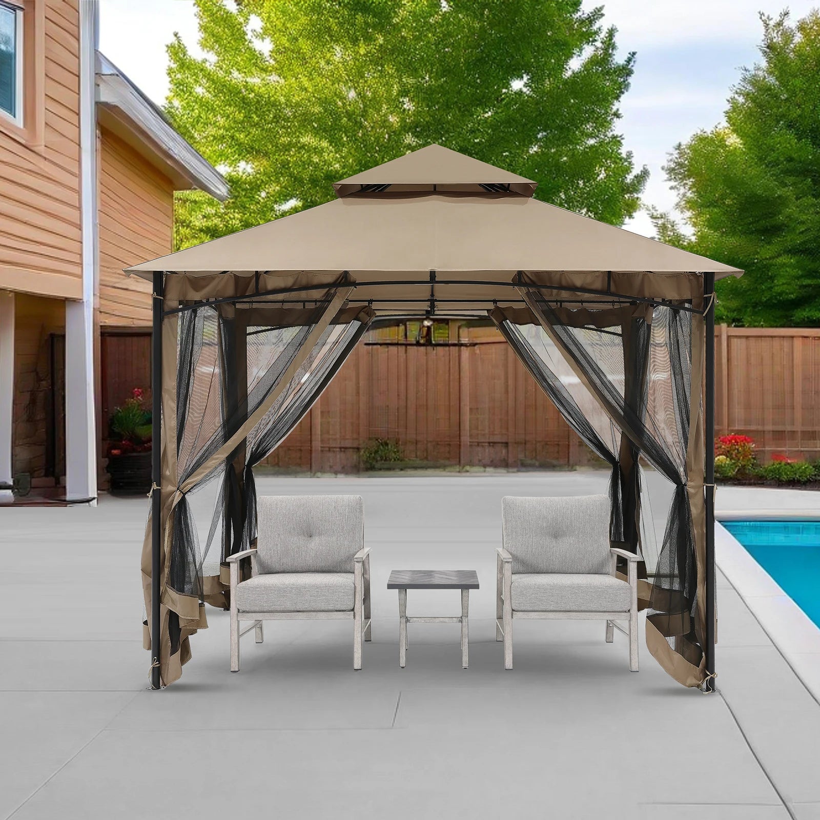 10' x 10' Patio Gazebo with Steel Frame