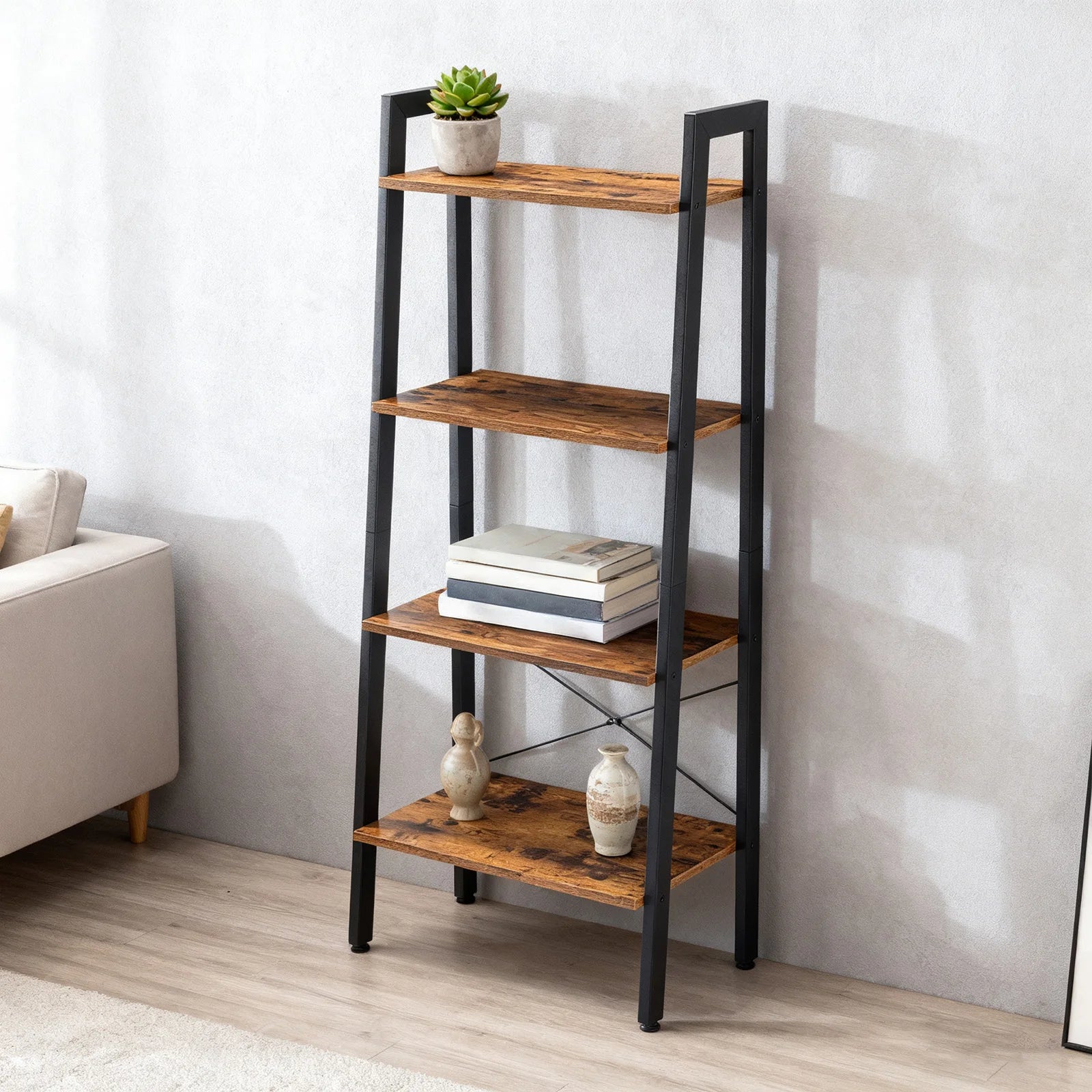 4-Tier Organized Graduated Display Bookshelf