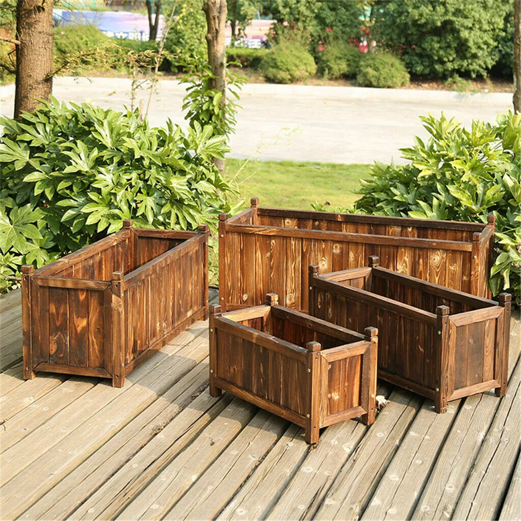 Wooden Raised Flower Bed Display
