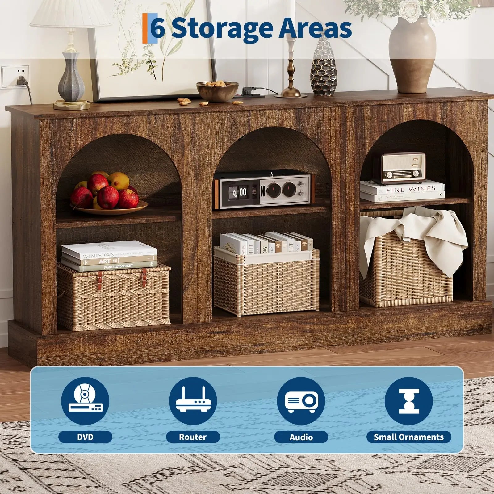 TV Entertainment Stand With Power and USB Charging Station