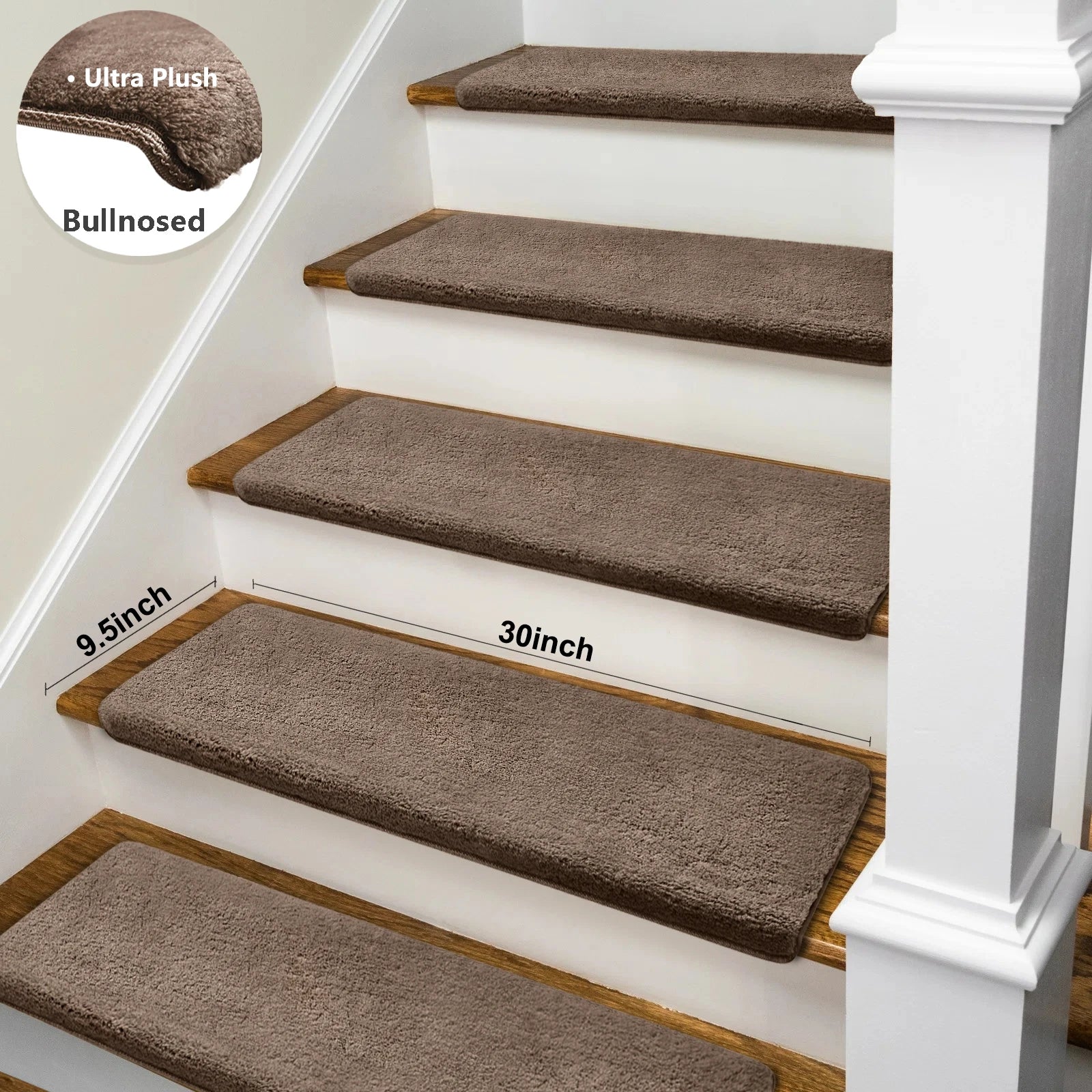 Bullnose Non-Slip Washable Stair Treads