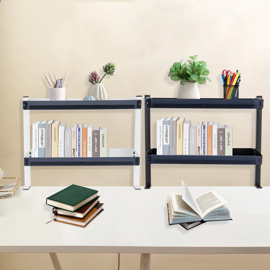 Adjustable 2-Tier Shelf Clamp-On Storage Tray
