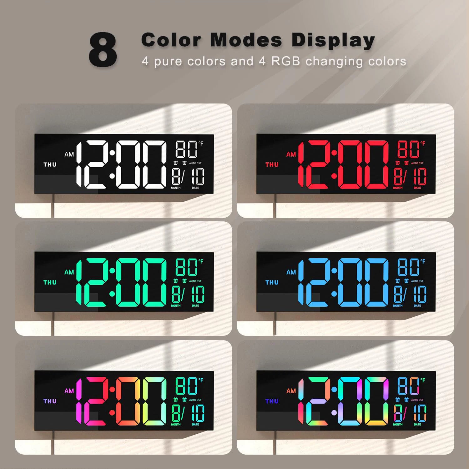 16" Large Digital Wall Clock with Remote