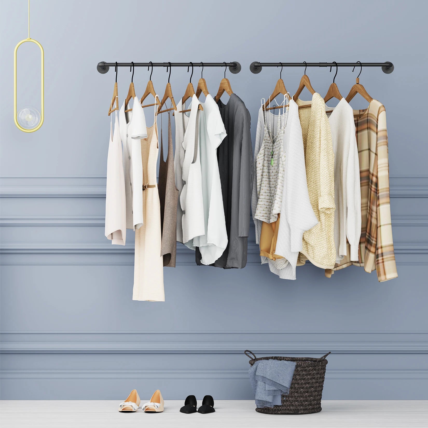 Pack Of 2 Hanging Pipe Clothes Rack