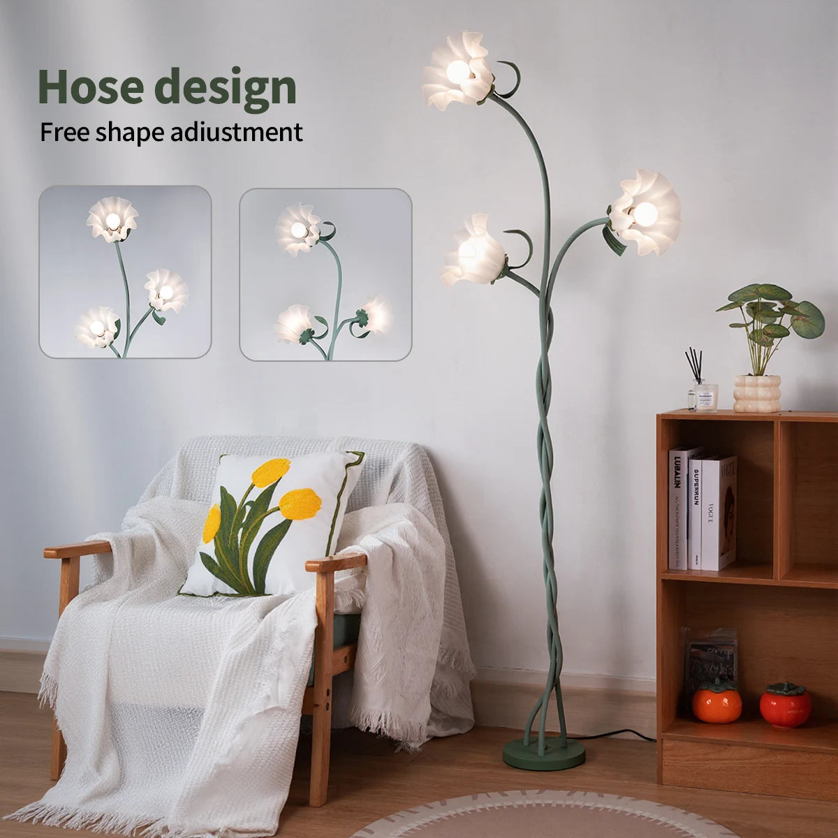 Flexible 3-Head Flower Floor Lamp