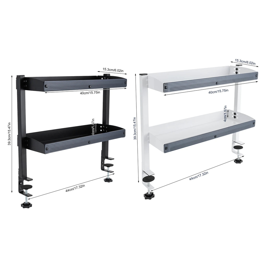 Adjustable 2-Tier Shelf Clamp-On Storage Tray