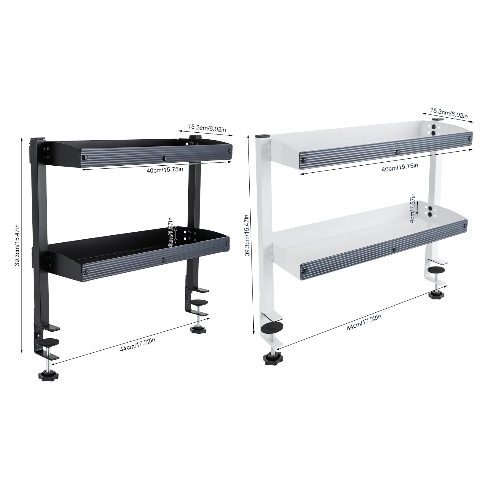 Adjustable 2-Tier Shelf Clamp-On Storage Tray