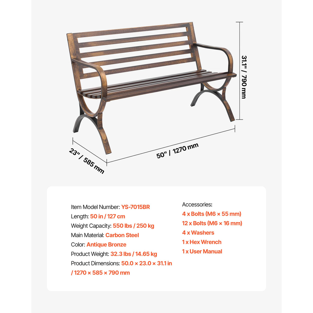Outdoor Metal Garden Bench