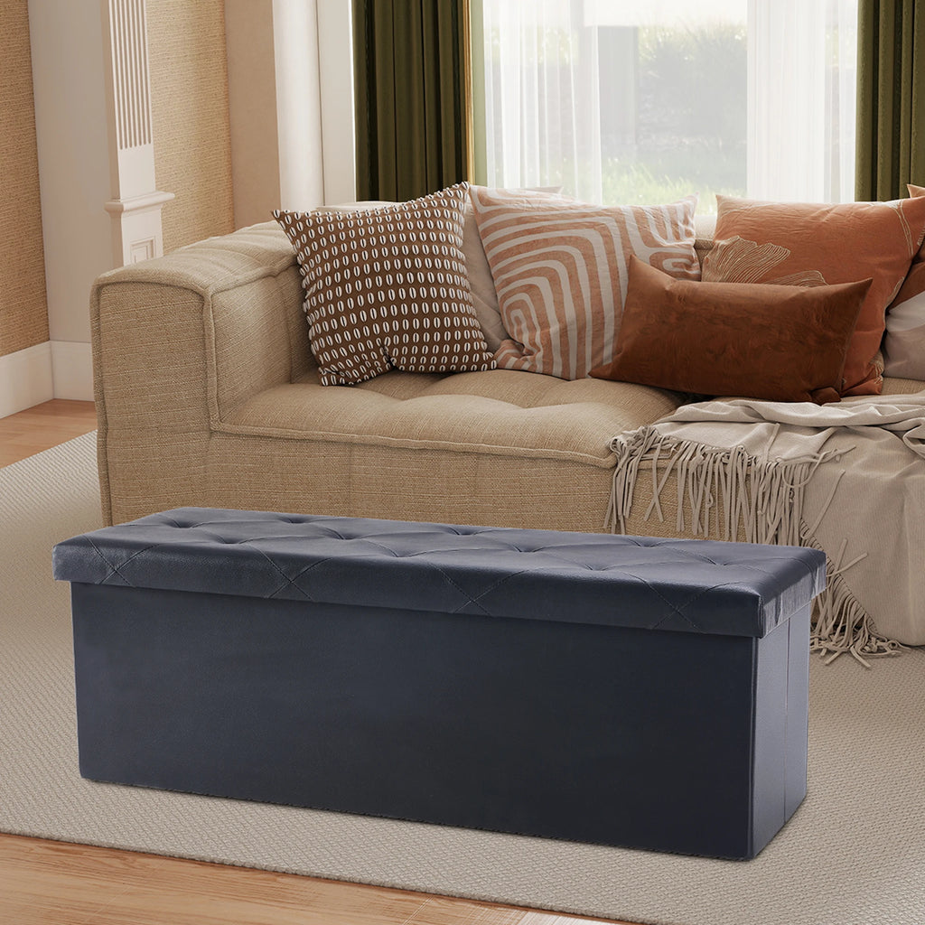 Leather Ottoman Bench Storage Box