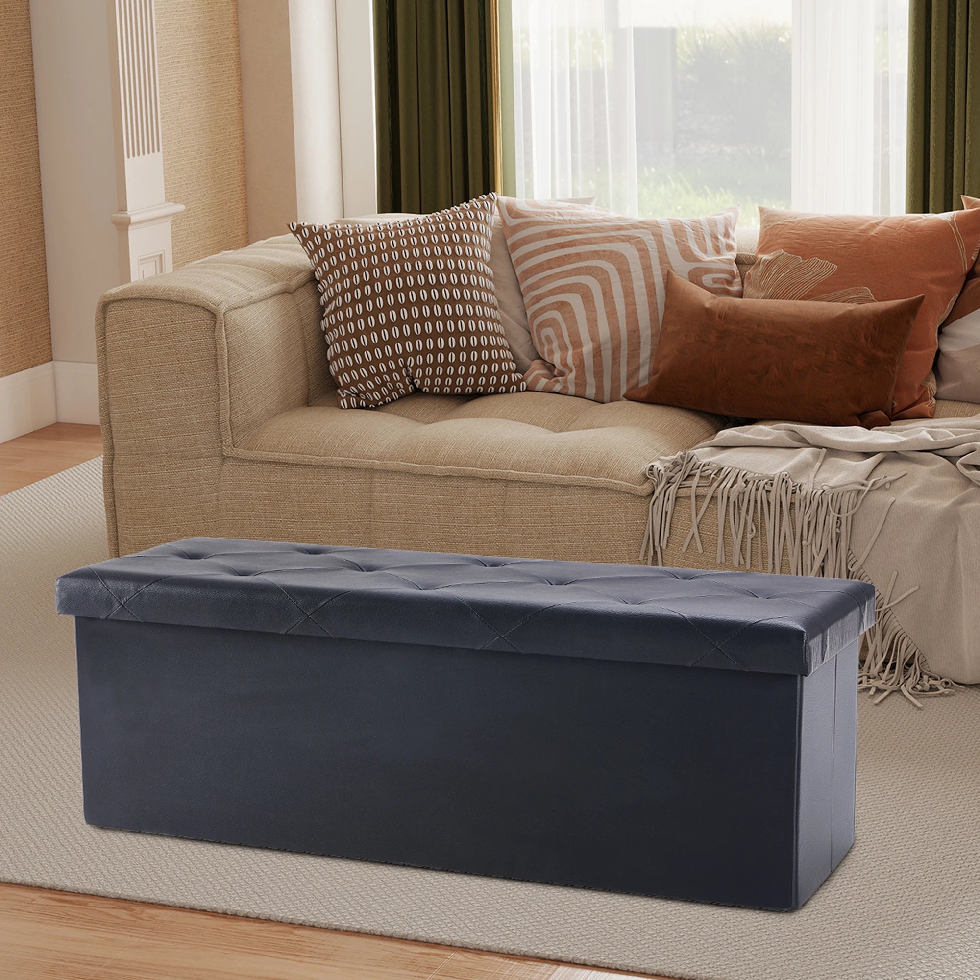 Leather Ottoman Bench Storage Box