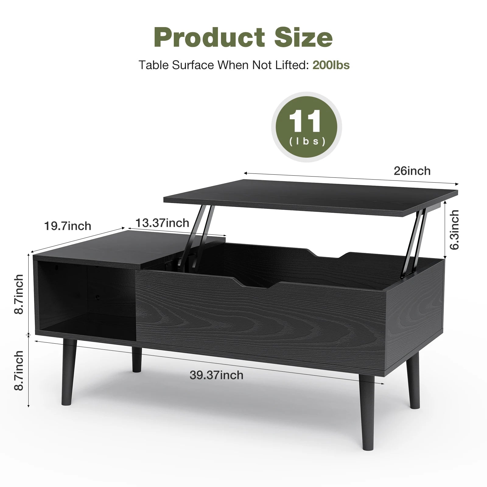 Lift Top Adjustable Coffee Table With Storage
