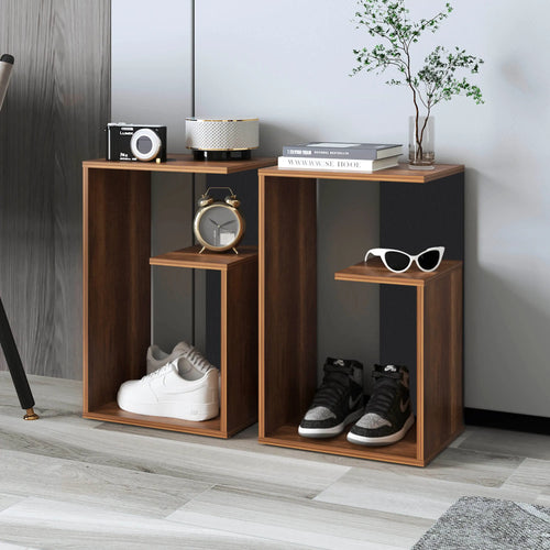 3-Tier Modern Walnut Side Table