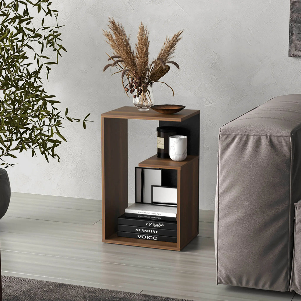 3-Tier Modern Walnut Side Table