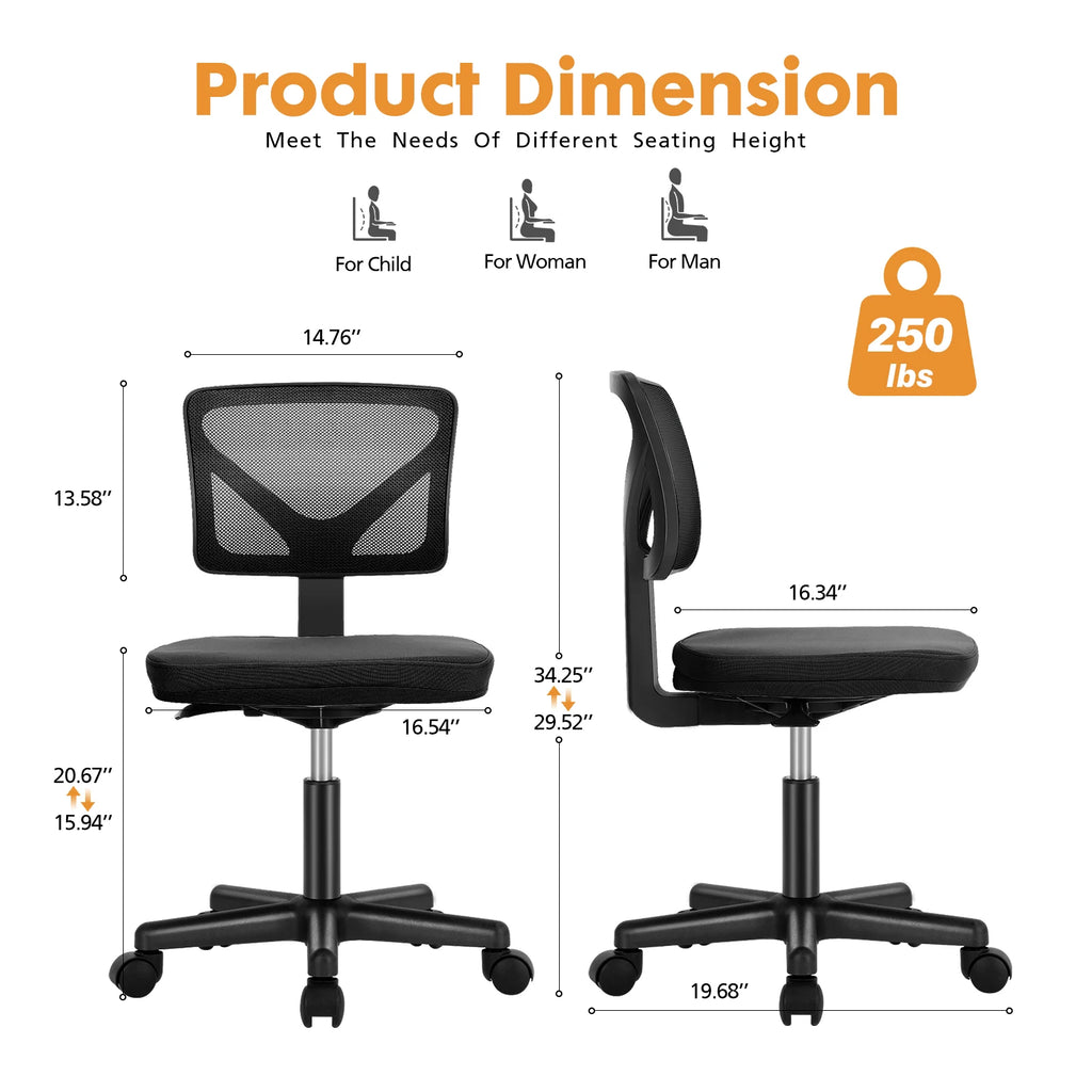 Rolling Mesh Lumbar Support Office Chair