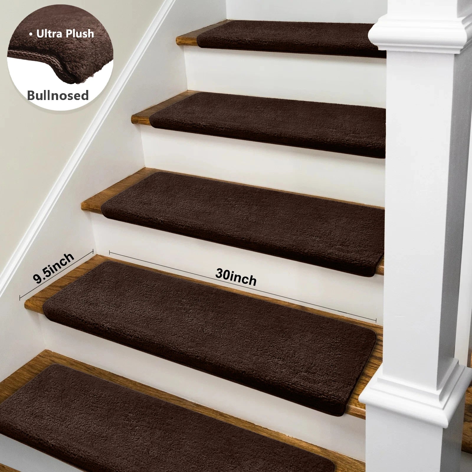 Bullnose Non-Slip Washable Stair Treads
