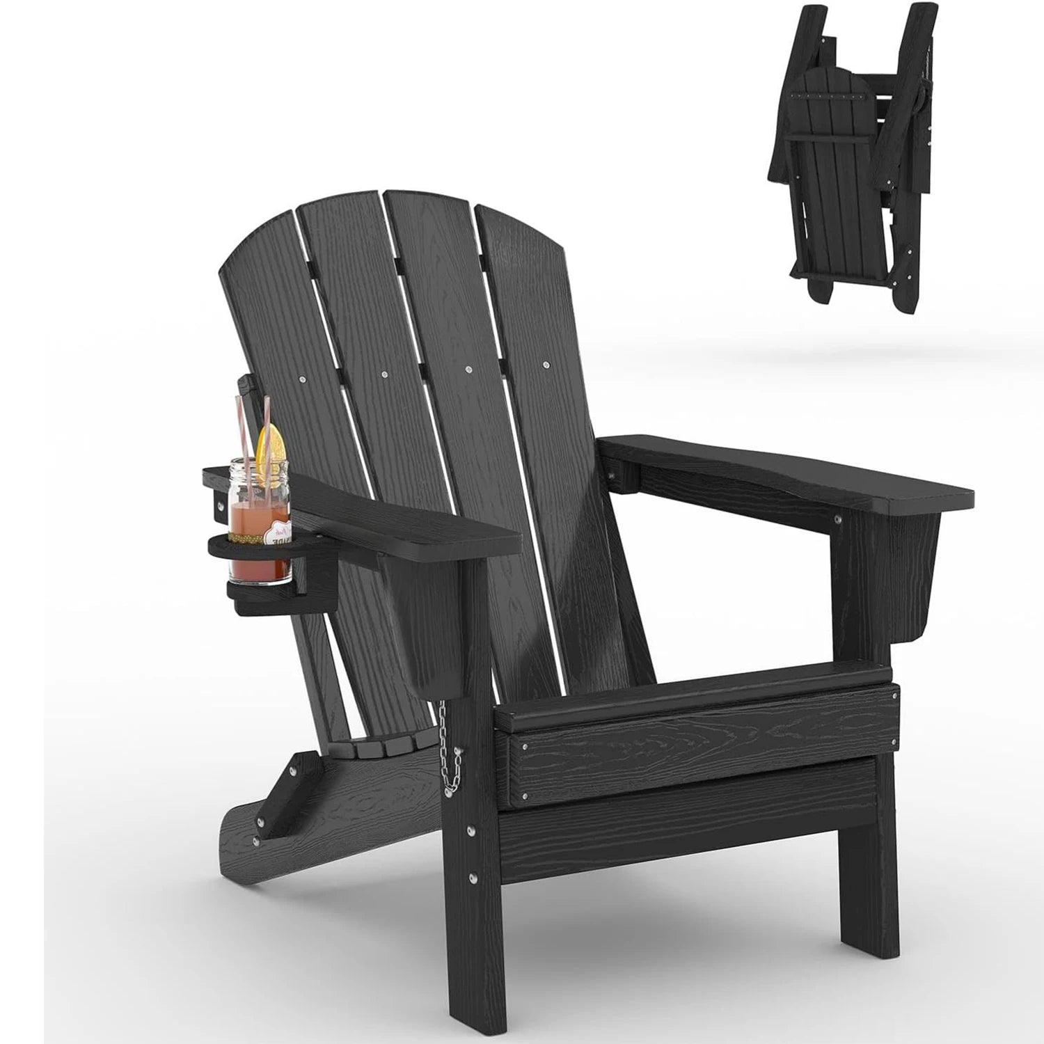 Folding Adirondack Chair With Cup Holder