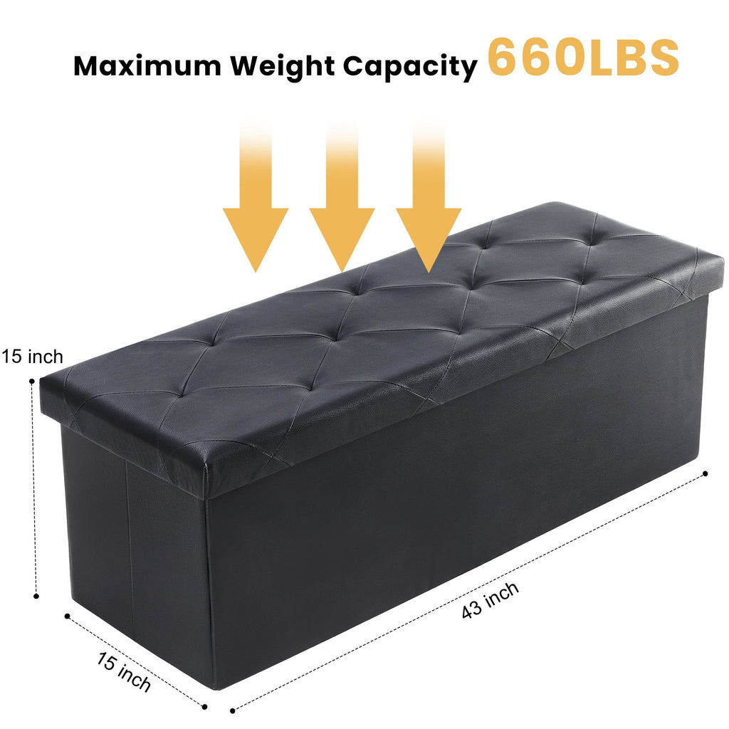 Leather Ottoman Bench Storage Box