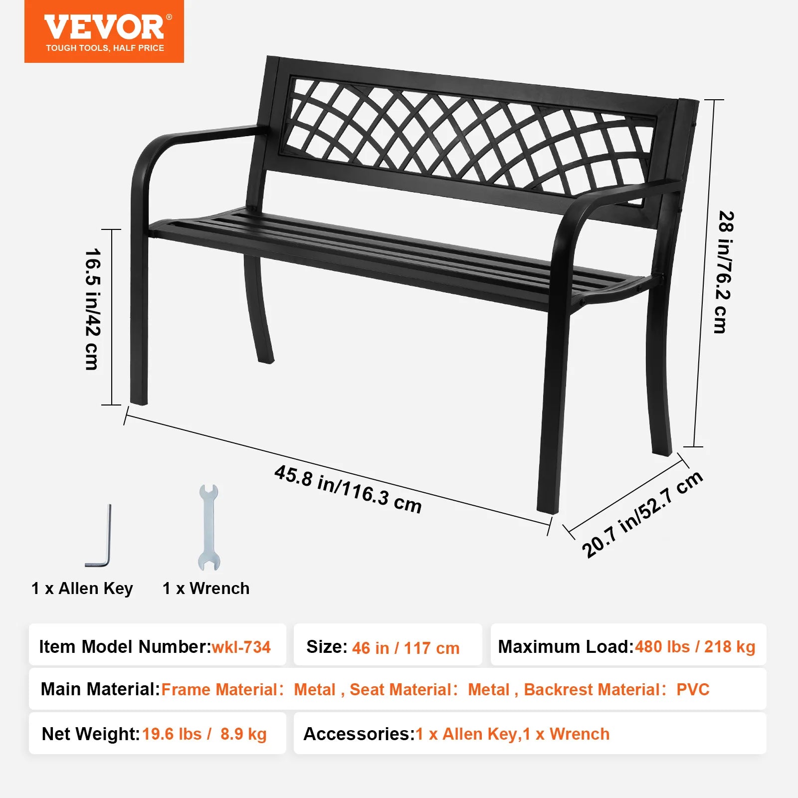 Outdoor Metal Garden Bench