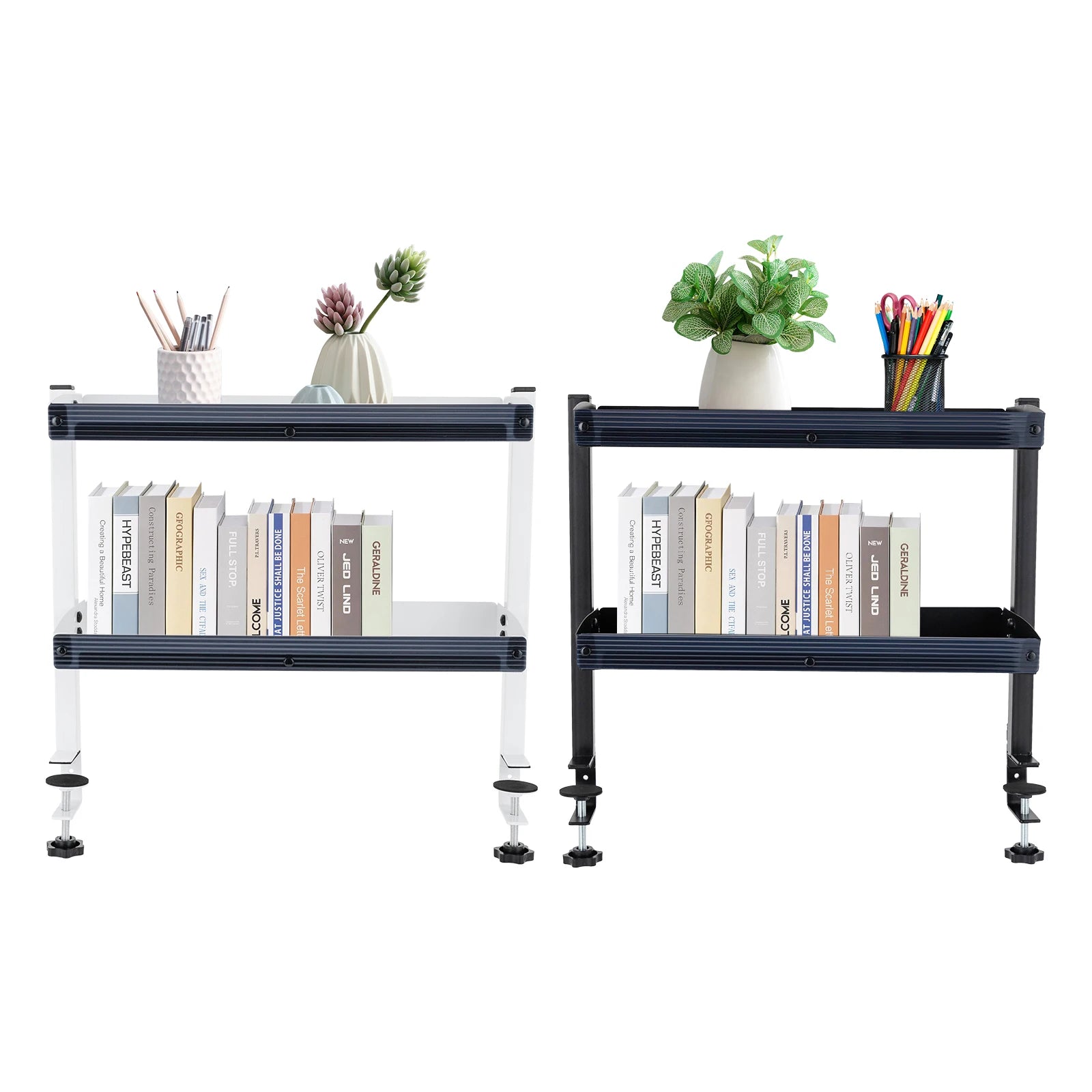 Adjustable 2-Tier Shelf Clamp-On Storage Tray