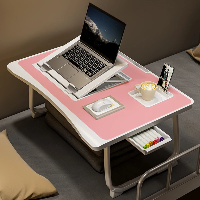Foldable laptop study desk with drawers