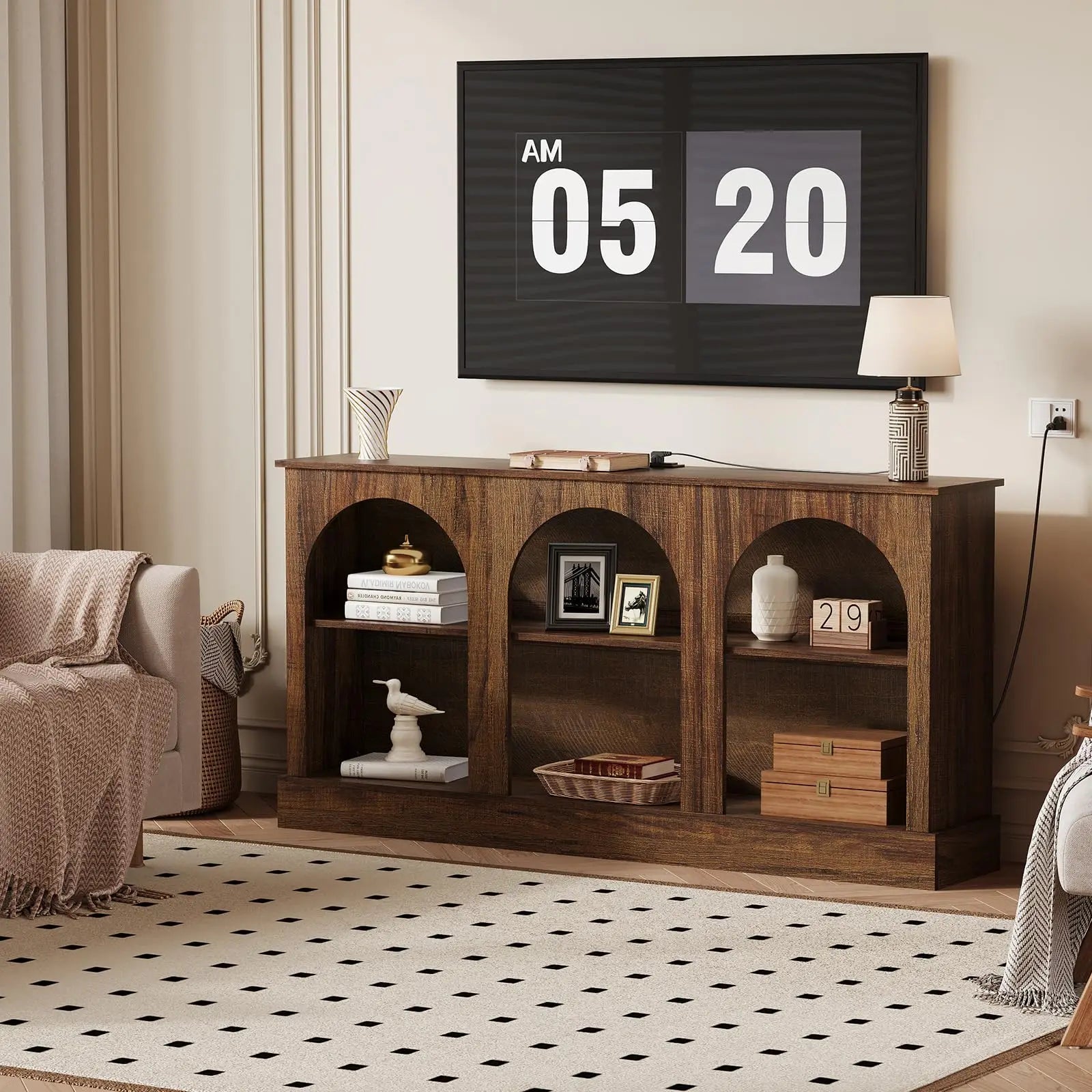 TV Entertainment Stand With Power and USB Charging Station