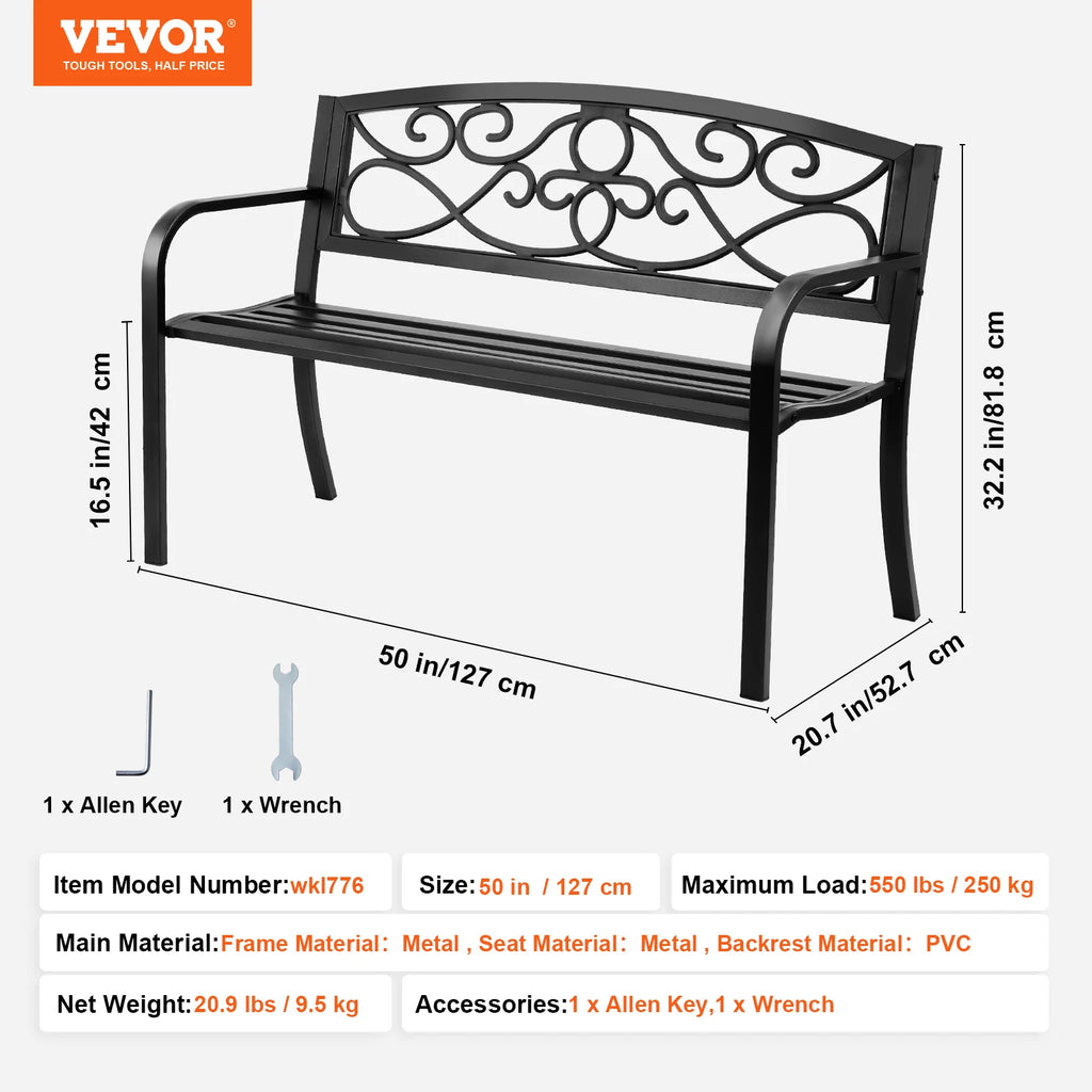 Outdoor Metal Garden Bench