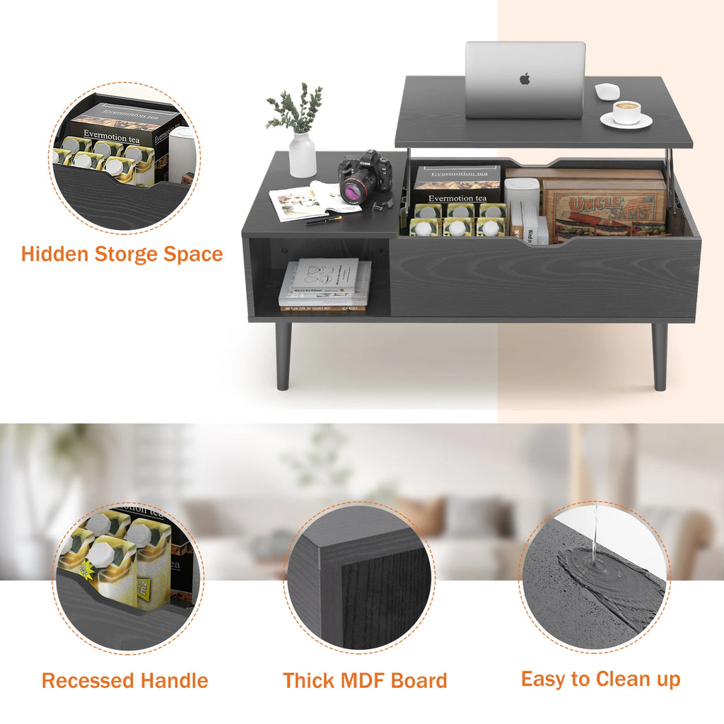Lift Top Adjustable Coffee Table With Storage
