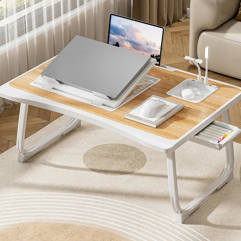 Foldable laptop study desk with drawers