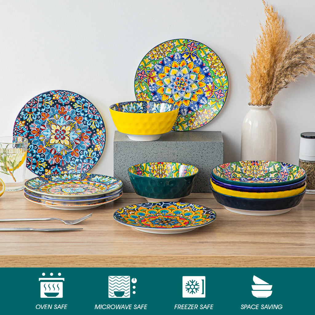 Ceramic Dinnerware Set Stoneware Bohemian Style