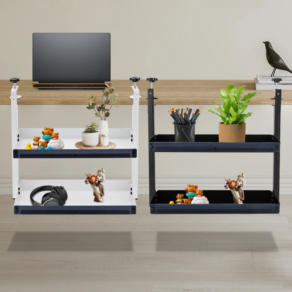 Adjustable 2-Tier Shelf Clamp-On Storage Tray