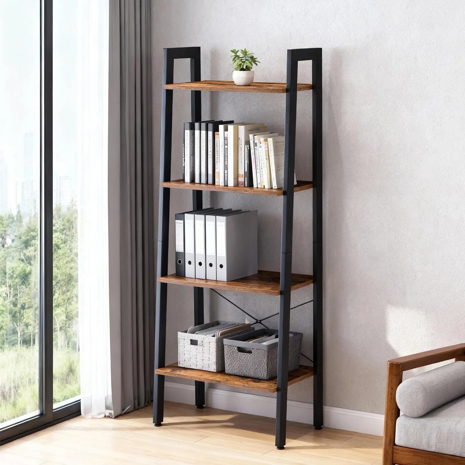 4-Tier Organized Graduated Display Bookshelf