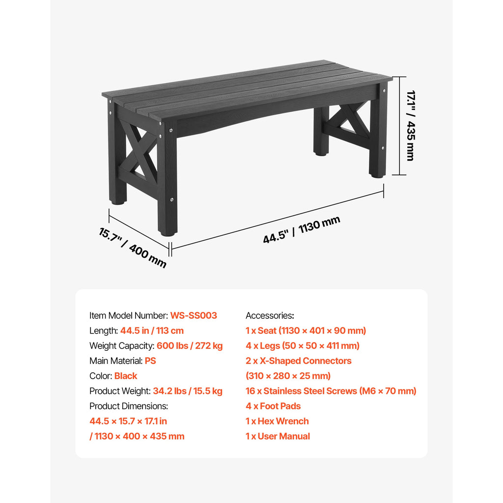 Outdoor Metal Garden Bench