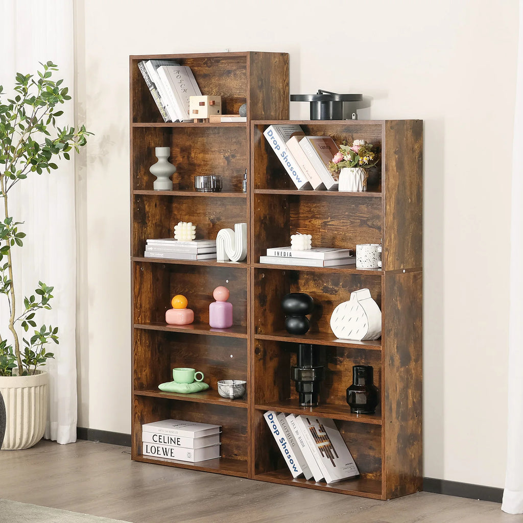 6 Tier Wooden Open Shelf Bookcase