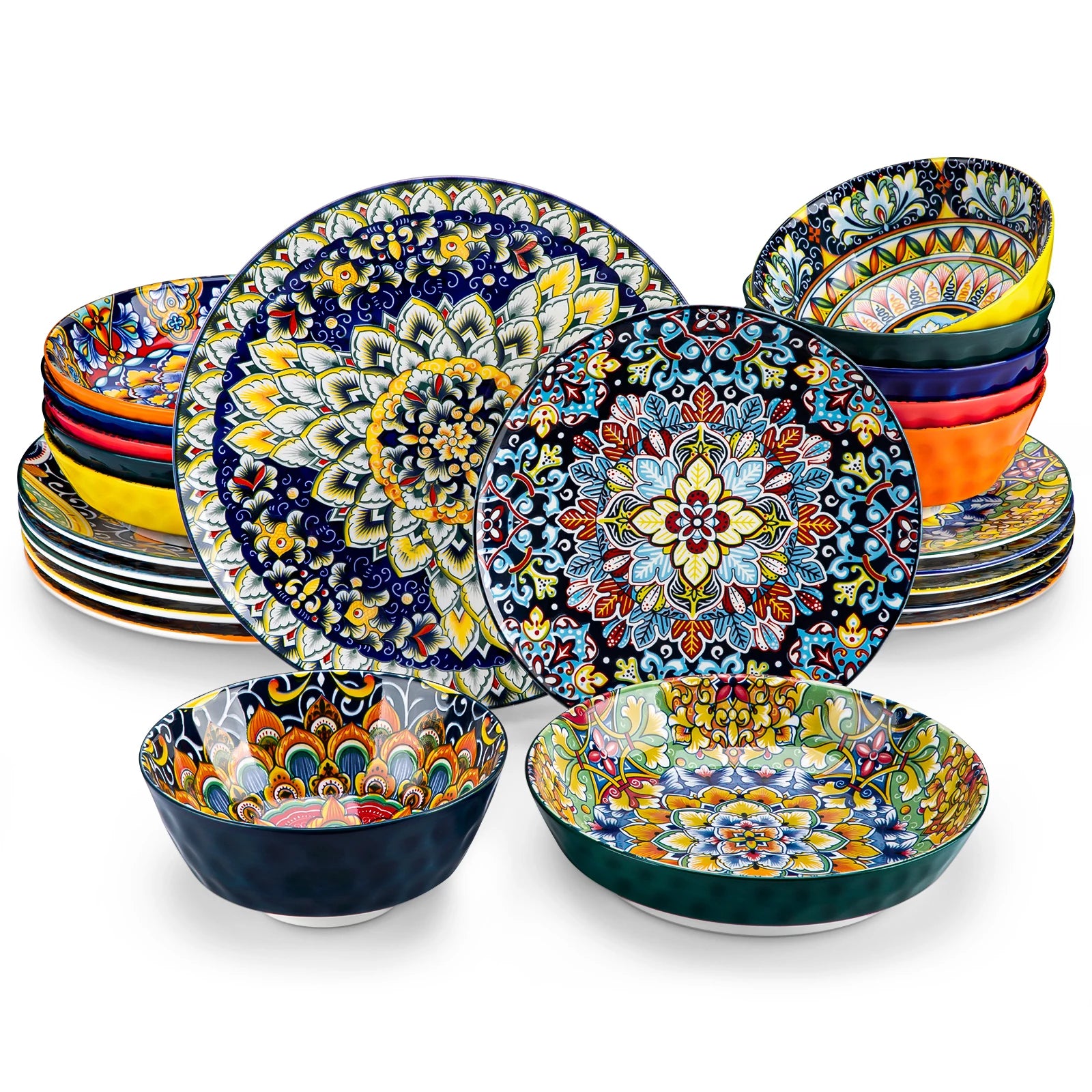 Ceramic Dinnerware Set Stoneware Bohemian Style