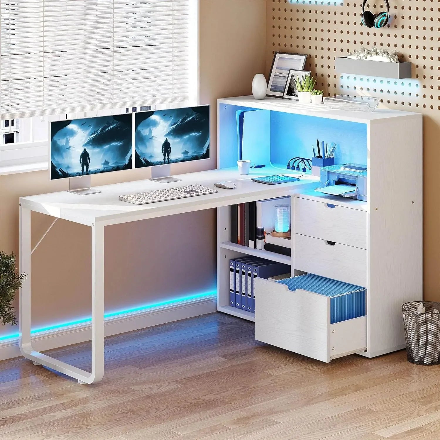 L Shaped Desk with Power Outlets