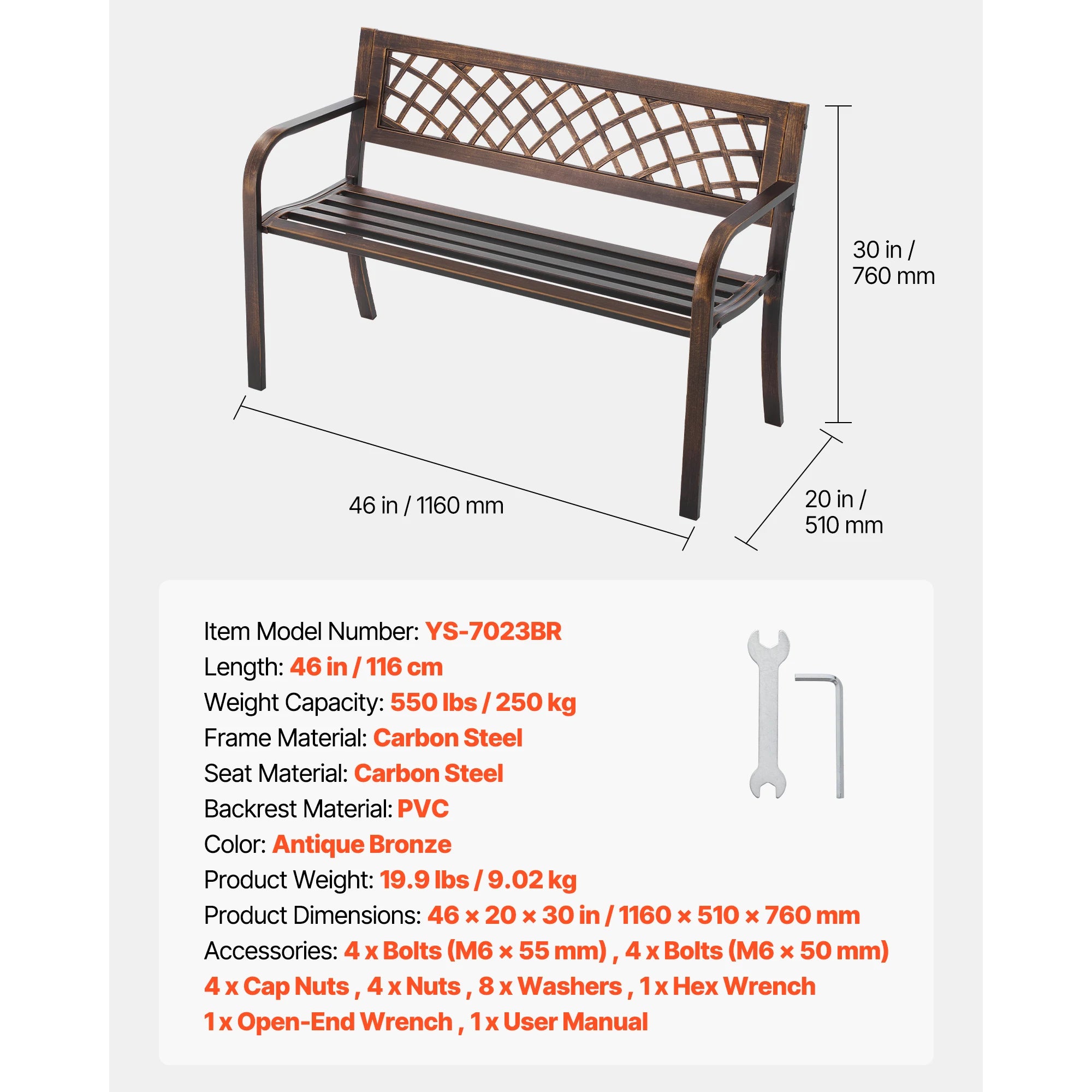 Outdoor Metal Garden Bench