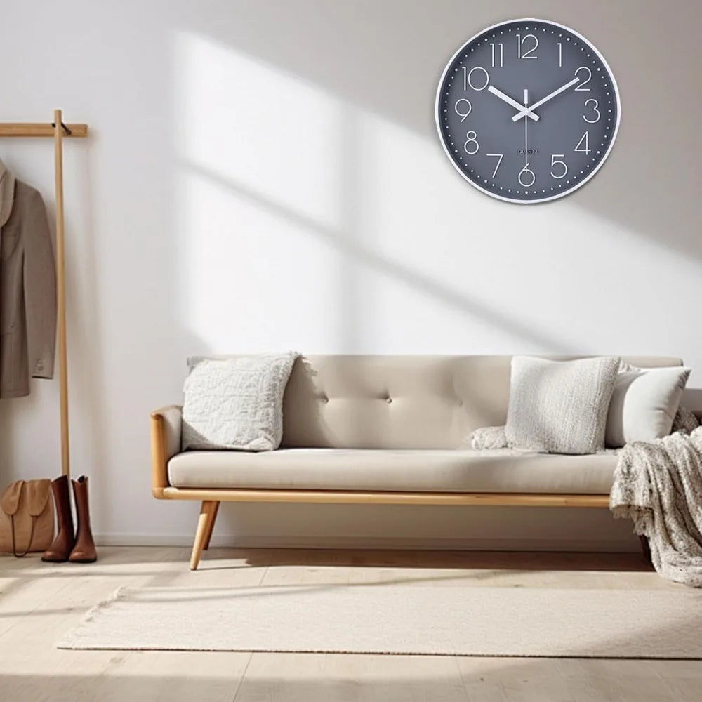Silent Wall Clock Non Ticking with Glass Cover