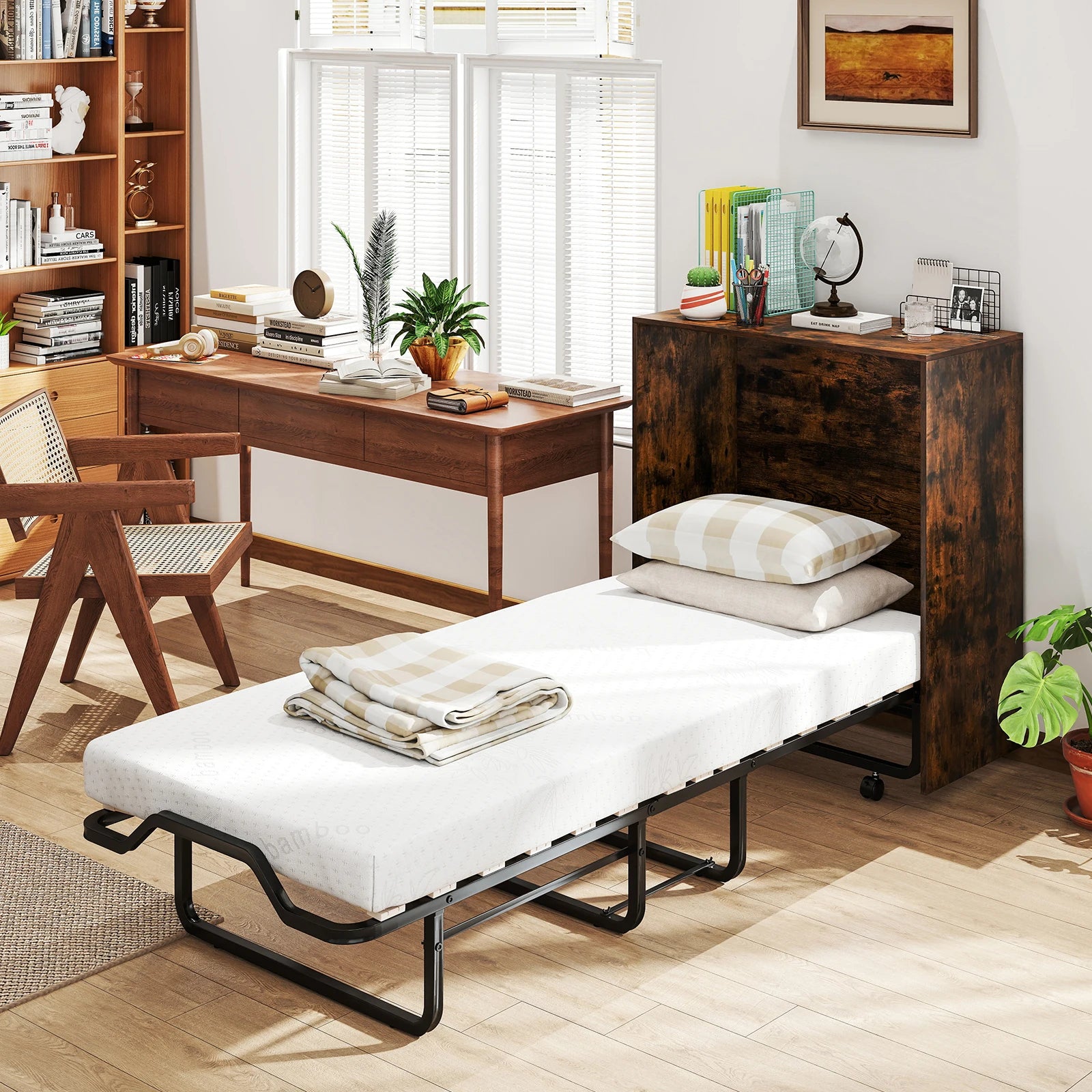 Rolling Cot Size Murphy Bed with Storage