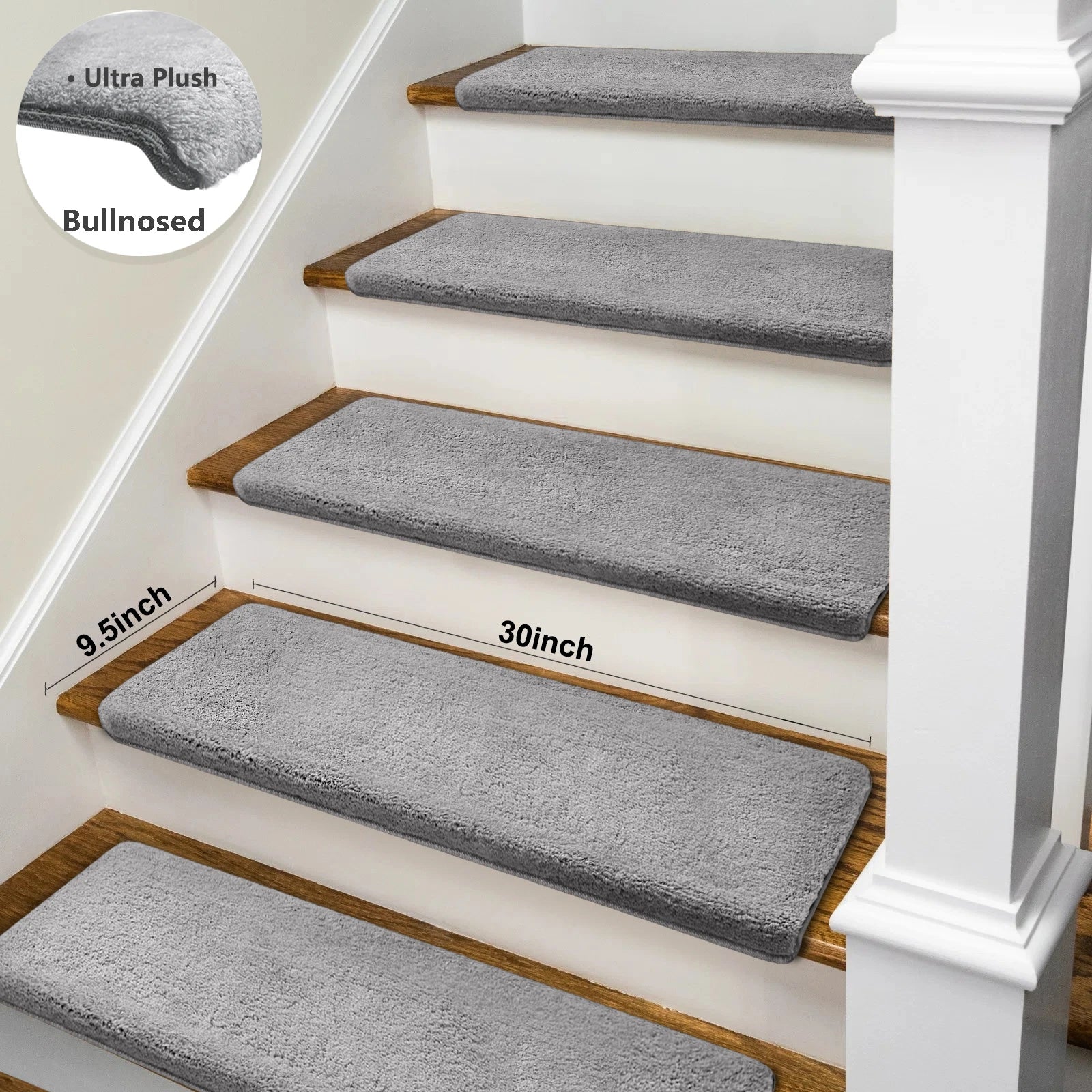 Bullnose Non-Slip Washable Stair Treads