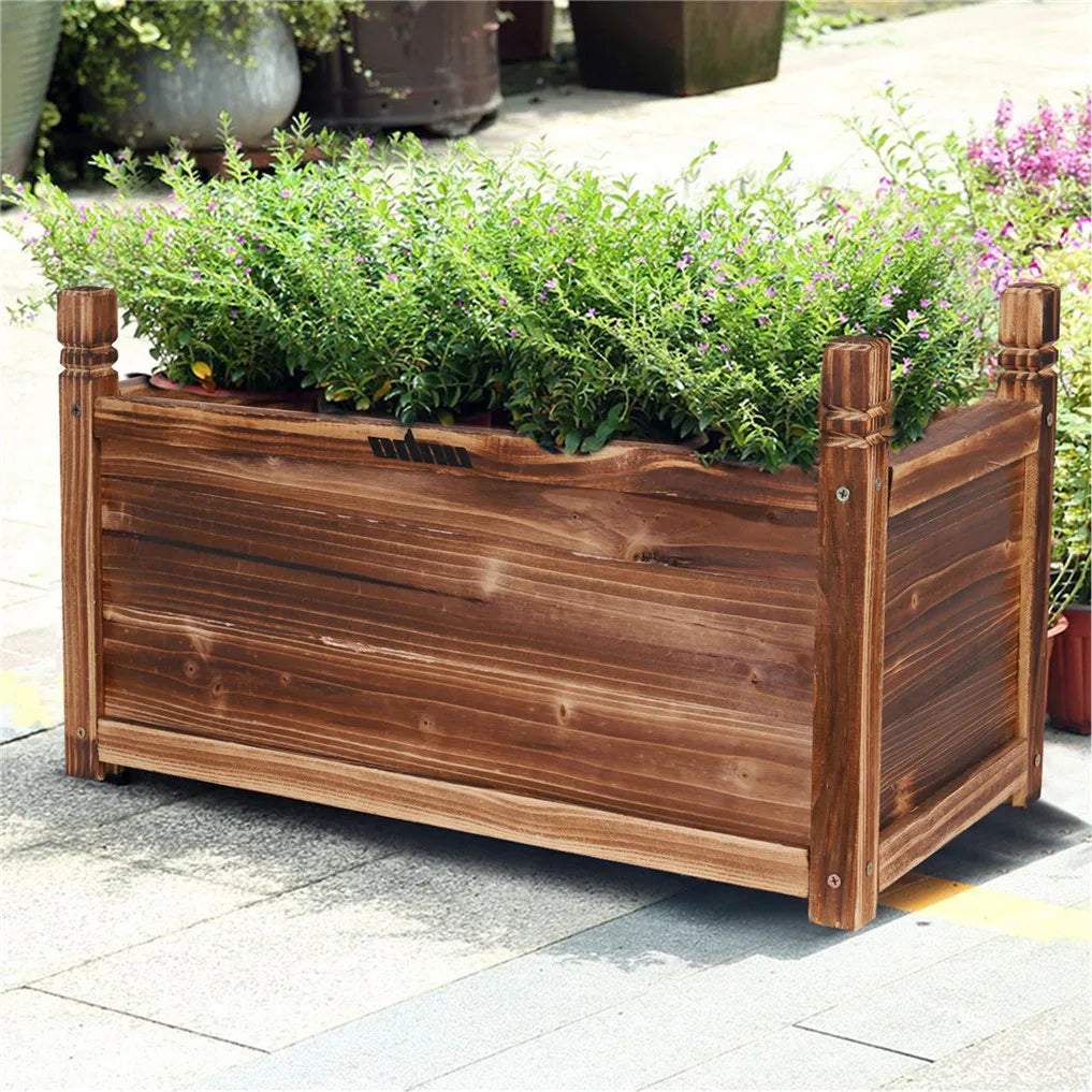 Wooden Raised Flower Bed Display