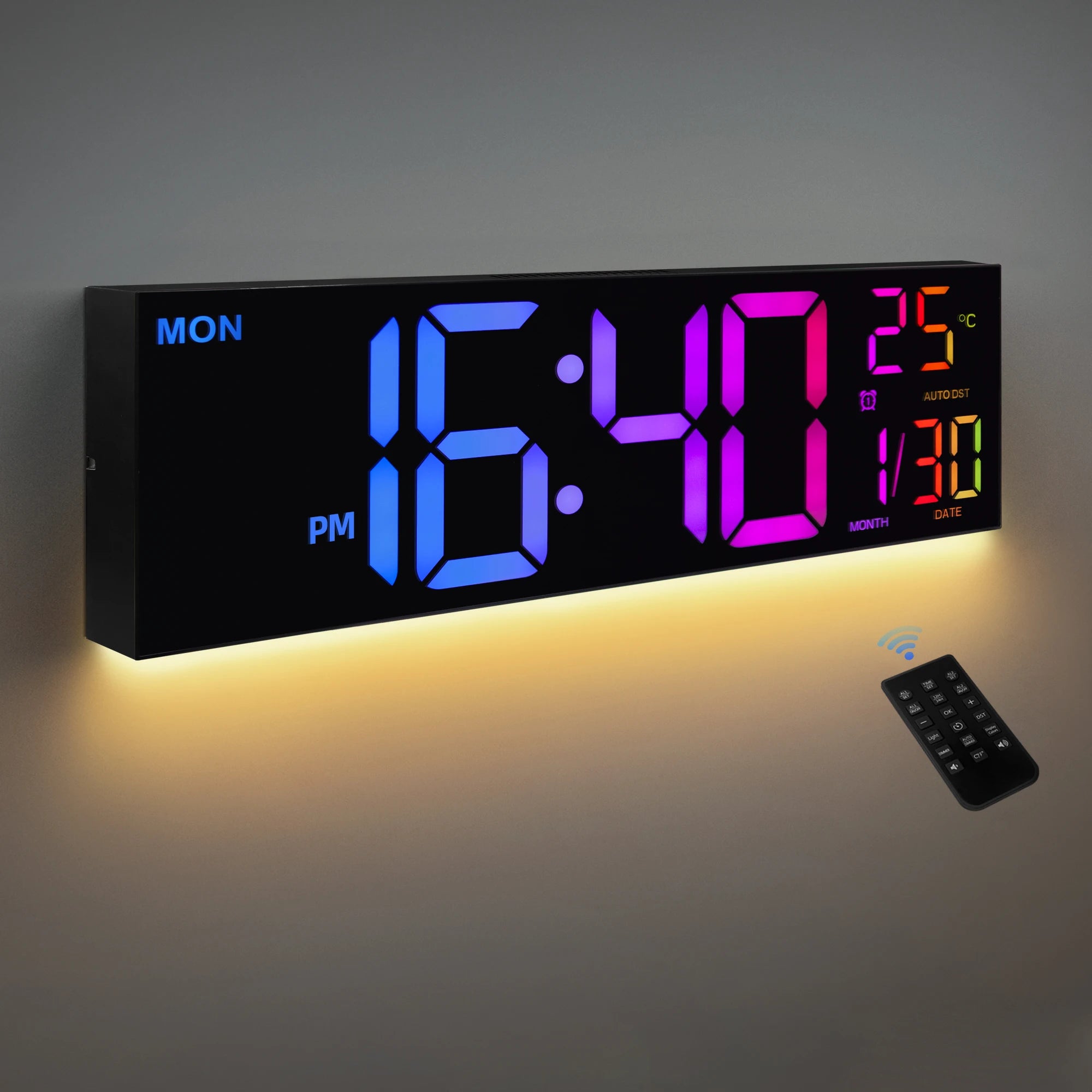 16" Large Digital Wall Clock with Remote