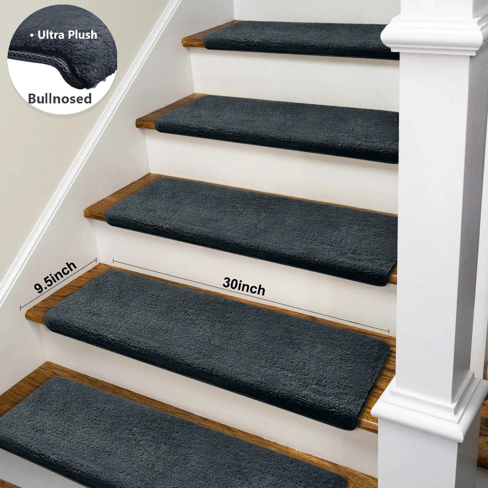 Bullnose Non-Slip Washable Stair Treads