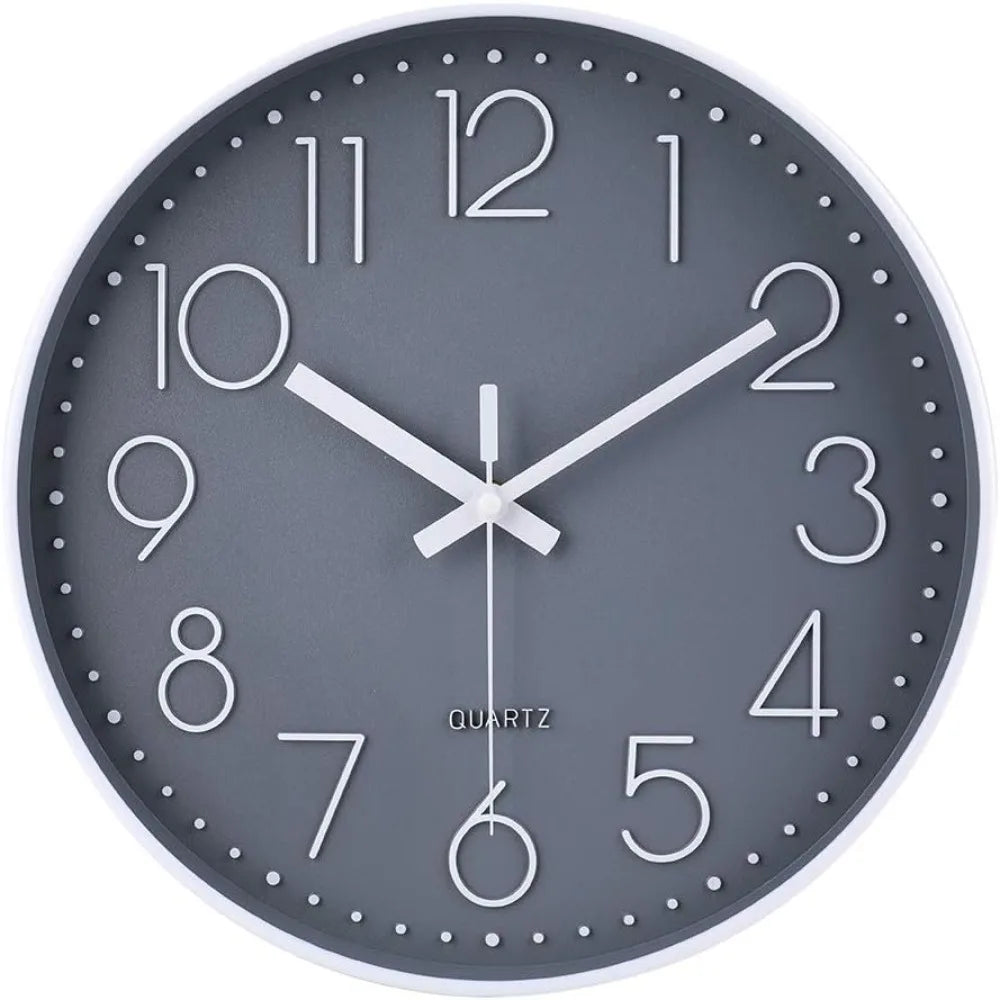 Silent Wall Clock Non Ticking with Glass Cover