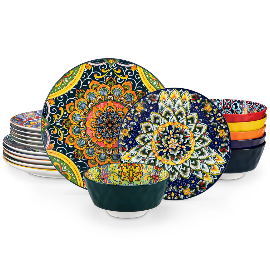 Ceramic Dinnerware Set Stoneware Bohemian Style