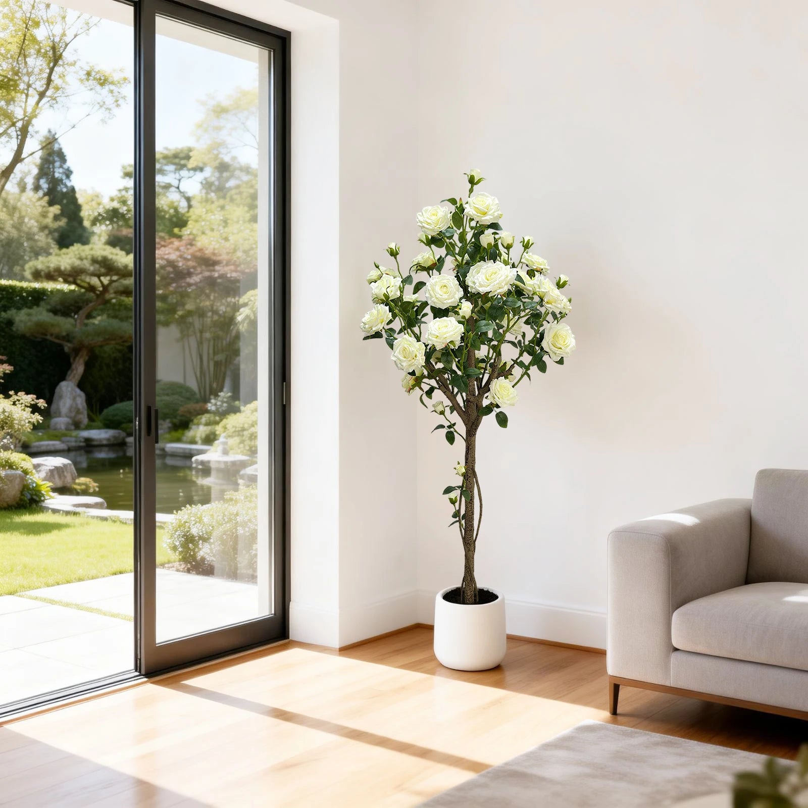 Artificial White Rose Flower Tree