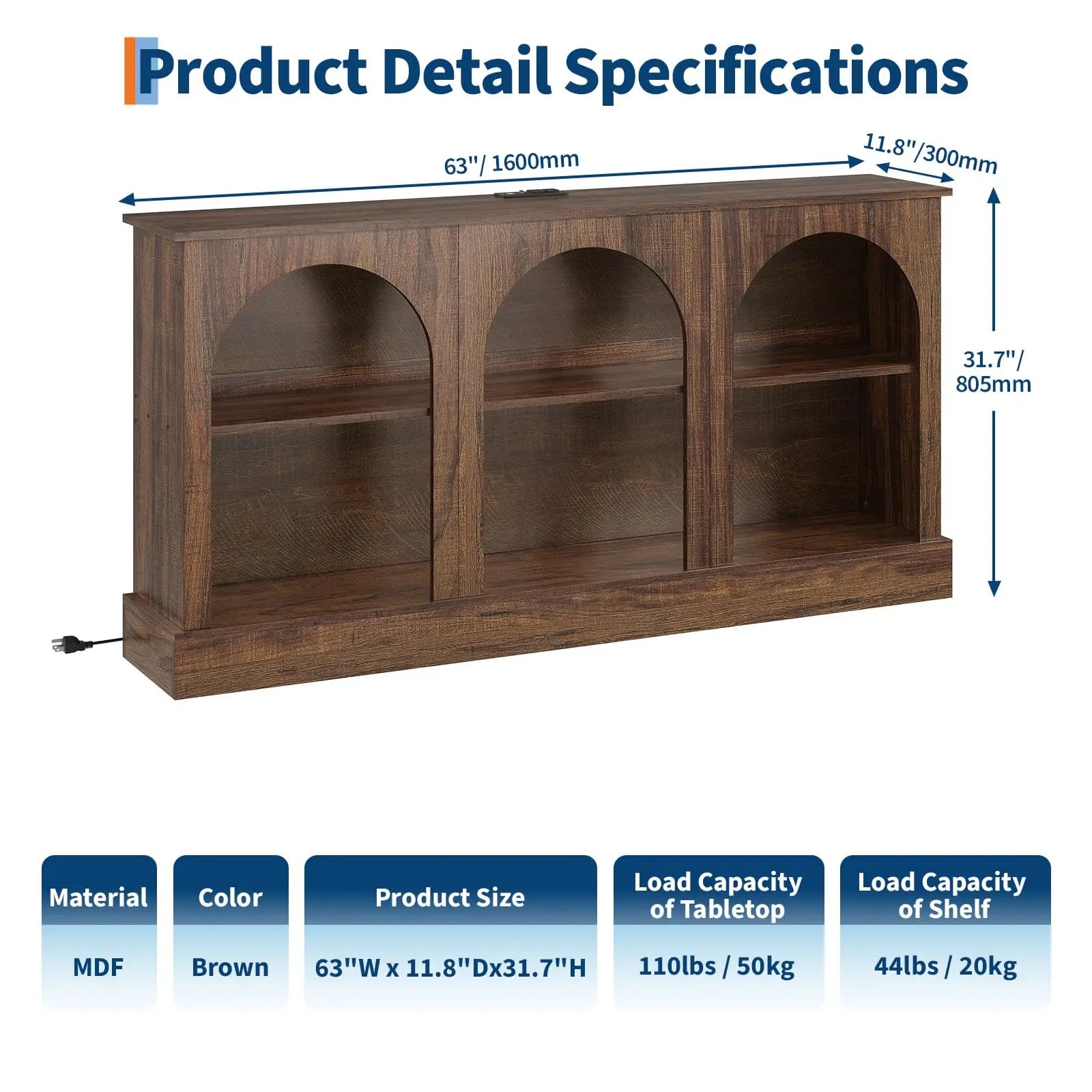 TV Entertainment Stand With Power and USB Charging Station